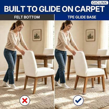 GICUNK 28 Pcs Chair Leg Floor Protectors for Carpet Square Clear - size: Square XL