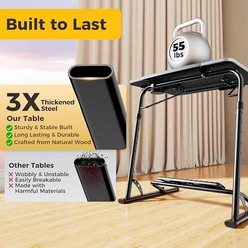 FoldWise Upgraded Folding TV Tray Table, Sturdy Couch & Dinner Laptop Table - color: (Black) - Dark Wood Mahogany