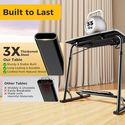 FoldWise Upgraded Folding TV Tray Table, Sturdy Couch & Dinner Laptop Table - color: (Black) - Dark Wood Mahogany