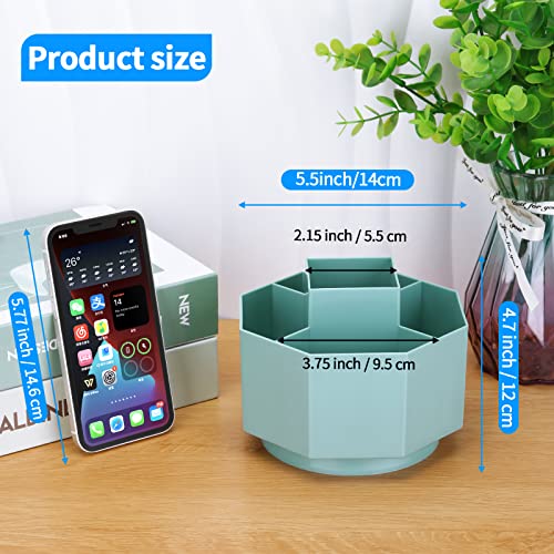 LETURE Desk Organizer, 360-Degree Rotating Pen Pencil Holder, 5 Compartments Desktop Stationary Organizer, Home Office Art Supply Storage Box Caddy (BLUE)