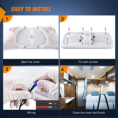 Nilight 5pcs 12V RV Interior Lights LED Ceiling Double Dome Light with ON Off Switch Lighting Natural White 4000-4500K for Car Trailer Camper Boat - color: White Interior Lights-11" 5PCS