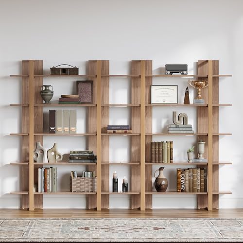 Tribesigns 5-Tier 47 Inches Wide Book Shelf Bookcase, Boho Open Bookshelves Etagere Display Office Shelving Unit, for Living Room, Office & Bedroom, Metal & Wood, Retro Brown (1)