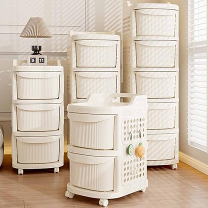 4 Drawers Storage Cart, Narrow Plastic Dresser, Rolling Organizer Cart for Office Classroom Bedroom Bathroom Art Craft Supplies, Mobile Slim Utility Cart on Wheels - size: 3 layers