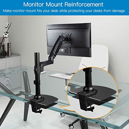 HUANUO Single Monitor Arm for 40 inch Screens, Ultrawide Computer Monitor Mount Steel Monitor Mount Reinforcement Plate for Thin, Glass and Other Fragile Tabletop