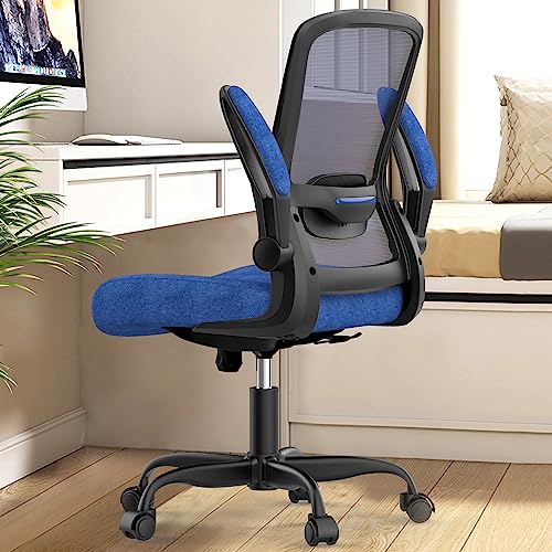 Ergonomic Office Chair w/Adjustable Lumbar, Flip Armrest, 135° Recline - color: Royal Blue