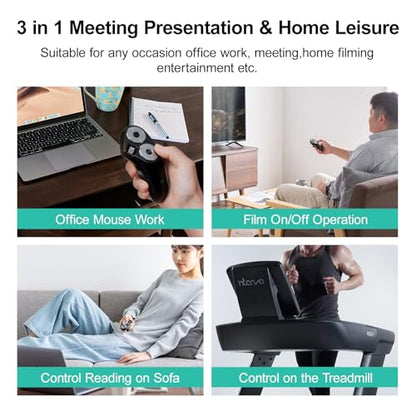 SANWA Bluetooth + 2.4G Wireless Handheld Mouse, 3 in 1 Presentation Clicker, Remote Air Mouse with Scroll, Portable Finger Mice, Rechargeable PPT Slide, Compatible with Mac, PC, Laptop, Phone, Tablet - style: Handheld Mouse