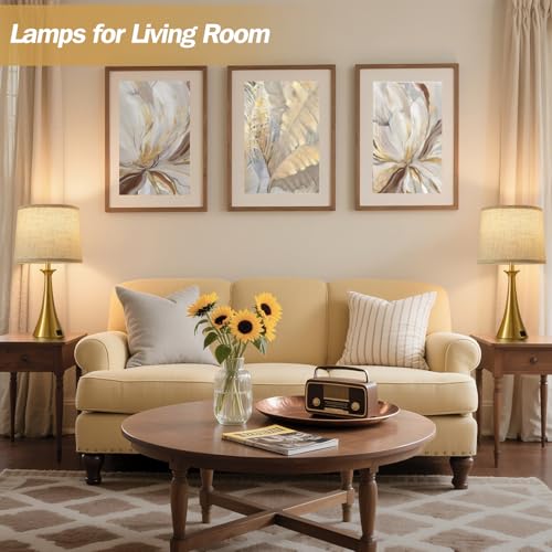 Touch Table Lamps Set of 2, 21" Bedside Lamps with USB C+A, Gold | 3 Way Dimmable Nightstand Lamps with Linen Shades, 2 LED Bulbs Included, Touch Lamp for Living Room, Bedroom and End Tables - color: Gold 2pcs