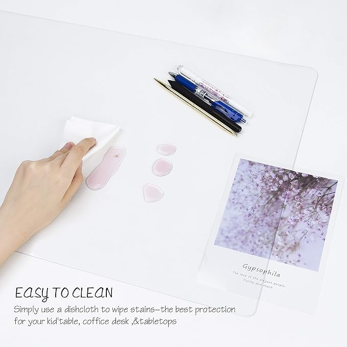 Oterri Clear Writing Desk Pad, 23.6’’x13.7” Heat Resistant Waterproof PVC Round Edge Durable Desk Protect Mat, Anti-Static Writing Mat Table Protector - size: 13.7" x 23.6"