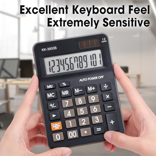 2 Pack Calculator, 12 Digit Desk Calculator with Large LCD Display & Big Buttons, Dual Power Solar & Battery, Standard Basic 4 Function Calculator - color: 2 Pack