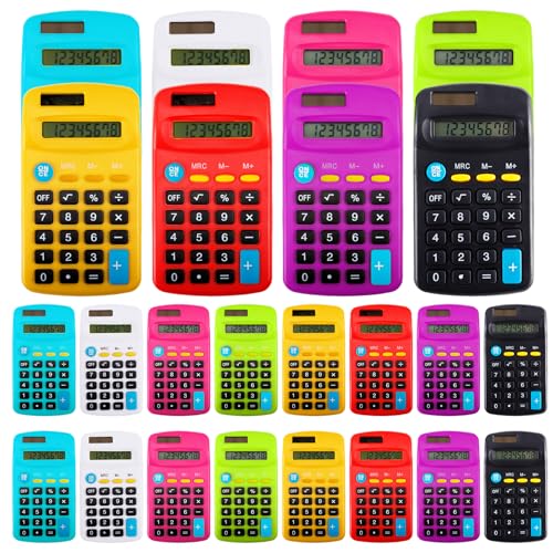 18 Pack Mini Pocket Calculators 9 Colors