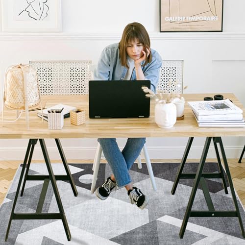 Office Chair Mat for Hardwood Floor, 48"x36" Easy Glide Computer Desk Mat Protector for Rolling Chair Under Desk Rug Nonslip Backing, Machine Wash (Modern) - color: Gray Square, size: 36"x48"