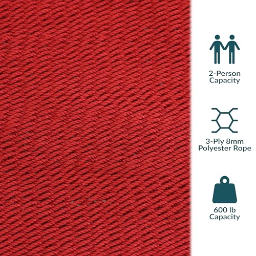 Sunnydaze 75" x 55" Bed, Heavy-Duty Double Rope Hammock for Outside, Red - color: Red