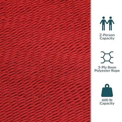 Sunnydaze 75" x 55" Bed, Heavy-Duty Double Rope Hammock for Outside, Red - color: Red