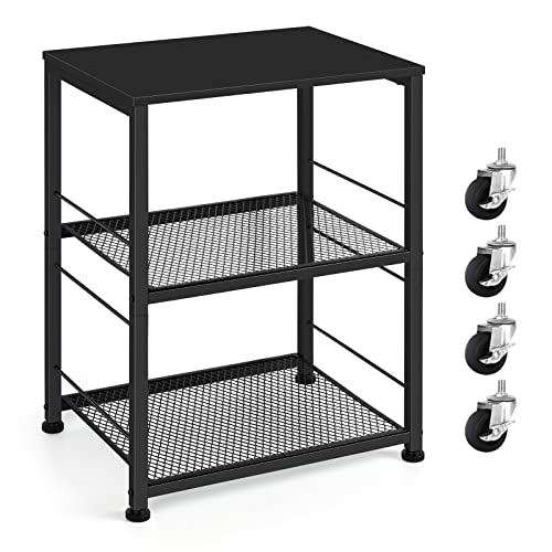 OYEAL Black Night Stand Industrial End Table with Storage Shelf Narrow Side Table for Small Spaces, Farmhouse Bedside Table for Living Room Bedroom, Stable Metal Frame (Black) - color: Black
