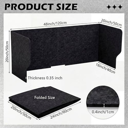 Large Desk Divider Foldable U Privacy Partition 48"L x 20"H, Black - size: 48"L x 20"H, style: Retro