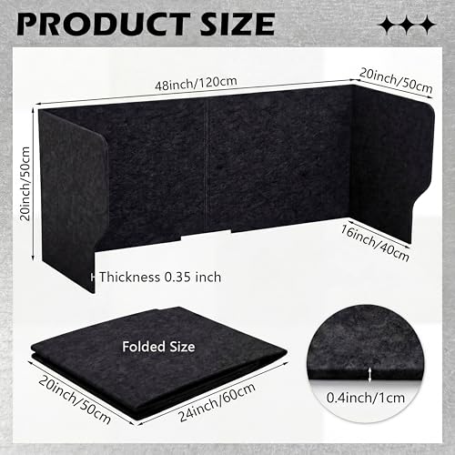 Large Desk Divider Foldable U Privacy Partition 48"L x 20"H, Black - size: 48"L x 20"H, style: Retro