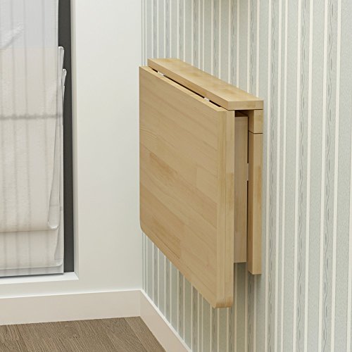 MM MELISEN Solid Wood Wall-Mounted Folding Table in Natural, 23.6" D x 15.7" W. A Space-Saving fold-Down Desk, Ideal for Laundry Rooms, Kitchens, Home Offices, or as a Kids' Study Desk - color: Wood, size: 60X40CM/24X16IN