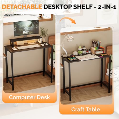 VINGLI 32" Folding Desk with Monitor Stand, Reversible Design - color: Black, size: 32 Inch