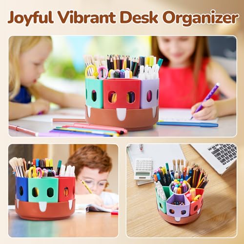 GAMENOTE Rotating Art Supply Organizer, Lazy Susan Caddy, Small | Rotating organizer keeps markers, crayons and craft supplies visible and easy to reach on classroom or home desks - size: Small, 8"d x 5"h