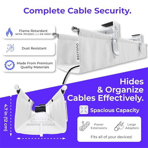 Ascrono Original Under Desk Cable Management Tray, White, 53.9" - color: White, size: Extra Large (53.9 in)
