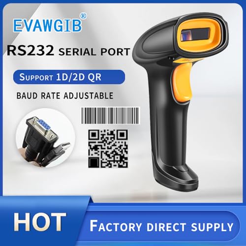 Handheld Wired QR Barcode Scanner 1D 2D Bar Code Reader RS232 Interface for Serial Connection - style: RS232