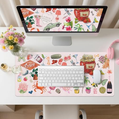 Desk Mat, Pink Leather Desk Pad Blotter Protector, XXL Large Mouse Pad,Computer Laptop Mouse Pads for Desktop,Waterproof Writing Anti-Slip Mousepad for Office and Home I Cute Funny Stickers - color: Cute Funny Stickers