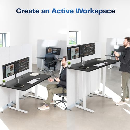 VIVO Black 60 x 30 in Standing Desk, DESK-KIT-0W6B - color: Black Top / White Frame, size: 60 x 30 inch