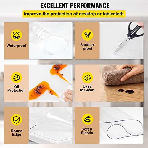 VEVOR Clear Desk Cover Protector, 42 x 78 inch, 1.5 mm Thick Rectangle Waterproof Plastic Clear Pad Mat, Scratch Proof and Easy Cleaning for Office, Dresser, Night Stand - size: 78" x 42" (Rectangular)