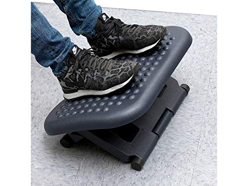 Mind Reader Foot Rest, Under Desk at Work, Ergonomic, Height Adjustable, Office, Plastic, 17"L x 13"W x 6.25"H, Black - size: Single
