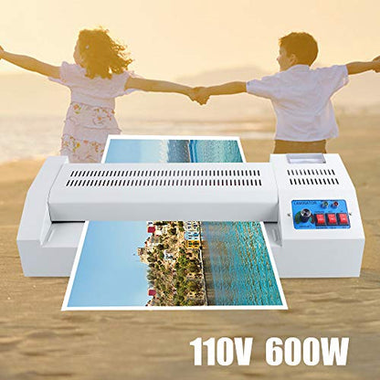 Thermal Hot Cold Film Laminating Laminator Machine 600W A3 A4 Rollers System Paper Photo Laminator Max. 13"" Laminator Machine for A3/A4 for Office, Home, School
