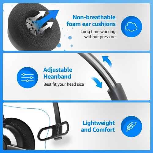 IPD IPH-160 Phone Headset with Noise Cancelling Microphone for Office and Call Center- Comapatible with Polycom VVX, Aastra,Avaya Digital, Nortel,Samsung,Mitel landline Phones. - color: 160-BL-FOAM