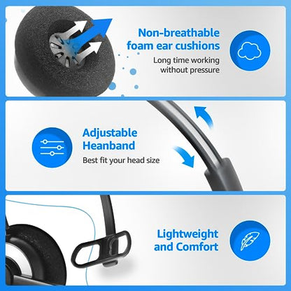 IPD IPH-160 Phone Headset with Noise Cancelling Microphone for Office and Call Center- Comapatible with Polycom VVX, Aastra,Avaya Digital, Nortel,Samsung,Mitel landline Phones. - color: 160-BL-FOAM
