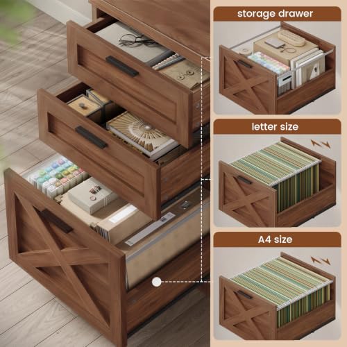 SEDETA 55.1" Farmhouse Executive Office Desk with 3 Drawers for Home Office - color: Brown, size: Executive Office Desk (55")