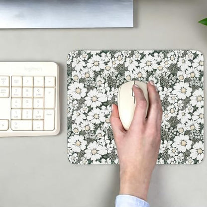 Mouse Pad for Desk with Stitched Edge, Premium Cute Washable Mouse Pads. Computer Mousepad with Non-Slip Rubber Base, Mousepads for Laptop, 9.25x7.75x0.12 inch (Daisy Fields) - color: Daisy Fields