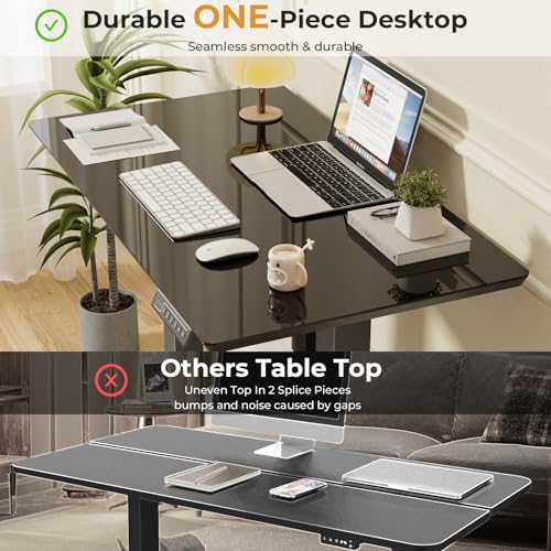JOY worker Small Glass Standing Desk, 35" Electric Stand Up Desk on Wheels - color: Black Glass, size: 35" * 20"