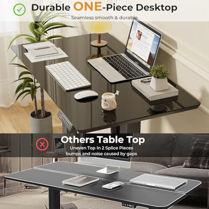 JOY worker Small Glass Standing Desk, 35" Electric Stand Up Desk on Wheels - color: Black Glass, size: 35" * 20"