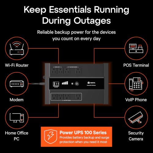 Vertiv Liebert PowerUPS 100 PST6-700LVMT Battery Backup UPS 700VA USB-C+A - size: 700va/425w