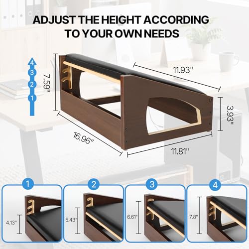 Ergonomic Foot Rest Under Desk,4 Adjustable Height Foot Stool - color: Espresso01