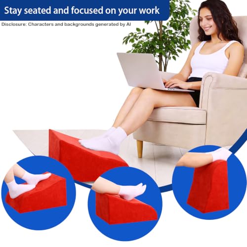 Foot Rest for Under Desk at Work, Ergonomic Under Desk Footrest with Washable Cover for Office, Home & Gaming Leg Elevation Pillow Red - color: G-red