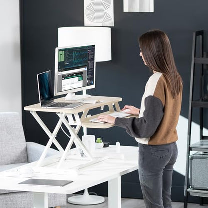 VIVO Light Wood 32 inch Standing Desk Converter, DESK-V000KF - color: Light Wood, size: 32"