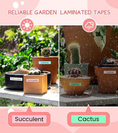 D210S Label Maker Machine with Tapes, Pink Label Maker Waterproof-Labels, Desktop Labeler with 4PK Tapes Laminated White for Home Kids School Supplies, Keyboard Labeler with 16 Fonts 800+ Icons - color: Pink, style: label maker with 4 tapes