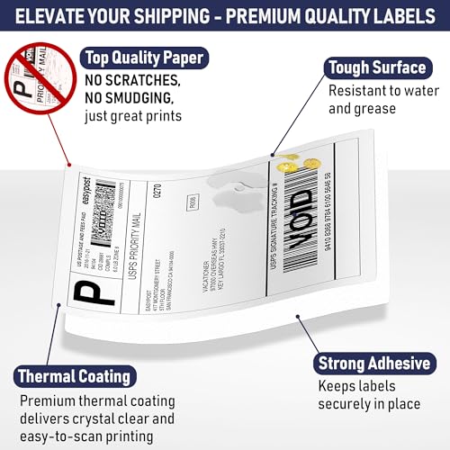 Dasher Products Thermal Shipping Labels Compatible with Dymo LabelWriter 4XL 1744907 4x6 Internet Postage Labels, Water Resistant, Strong Adhesive, Perforated, 220 per Roll, NOT for 5XL (4 Pack) - style: 4XL - 4 Rolls