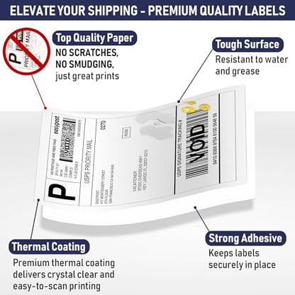 Dasher Products Thermal Shipping Labels Compatible with Dymo LabelWriter 4XL 1744907 4x6 Internet Postage Labels, Water Resistant, Strong Adhesive, Perforated, 220 per Roll, NOT for 5XL (4 Pack) - style: 4XL - 4 Rolls