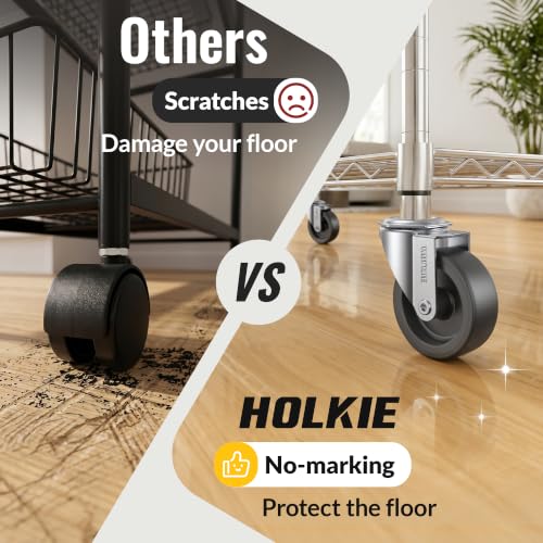 HOLKIE Caster Wheels 3 inch with No Brake Stem Casters, 3/8" -16 x 1-1/2" (Stem Diameter 3/8", Stem Length 1-1/2") Threaded Swivel Casters Set of 8 Heavy Duty Castors Black - color: Black-8Pack, size: 3/8" -16x 1-1/2"
