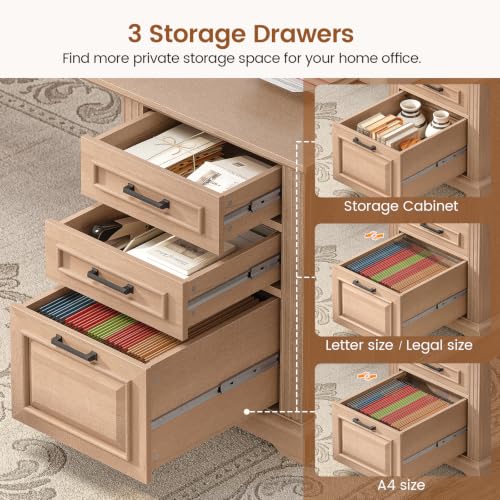 SEDETA 69" Executive L Shaped Computer Desk with 4 Drawers, Storage - color: Oak, size: L Shaped Desk