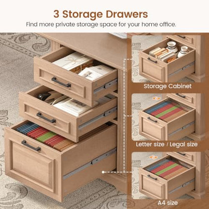 SEDETA 69" Executive L Shaped Computer Desk with 4 Drawers, Storage - color: Oak, size: L Shaped Desk