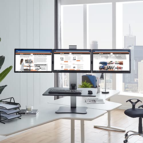 Victor High Rise Electric Sit-Stand Standing Desk Converter, Black - size: Triple Monitor