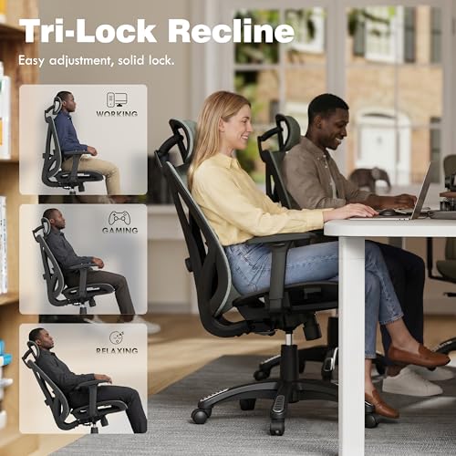 ELABEST Mesh Office Chair,Ergonomic Computer Desk Chair,Sturdy Task Chair- Adjustable Lumbar Support & Armrests,Tilt Function,Comfort Wide Seat,Swivel Home Office Chair (Eucalyptus) - color: Eucalyptus