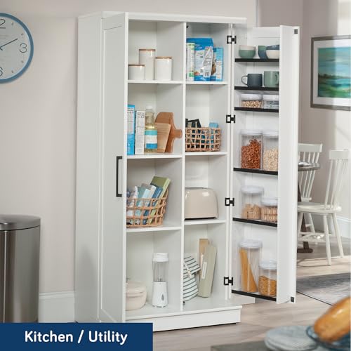 Sauder HomePlus Kitchen Storage Pantry Cabinet with Swing Door Storage and Adjustable Shelves, in Soft White finish - color: Soft White