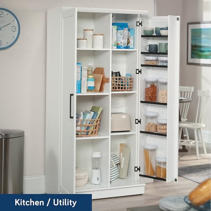 Sauder HomePlus Kitchen Storage Pantry Cabinet with Swing Door Storage and Adjustable Shelves, in Soft White finish - color: Soft White